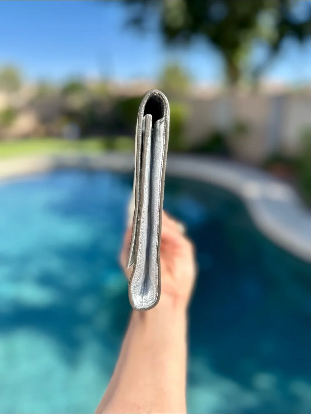 Metallic Silver YSL Clutch - Picture 2 of 9